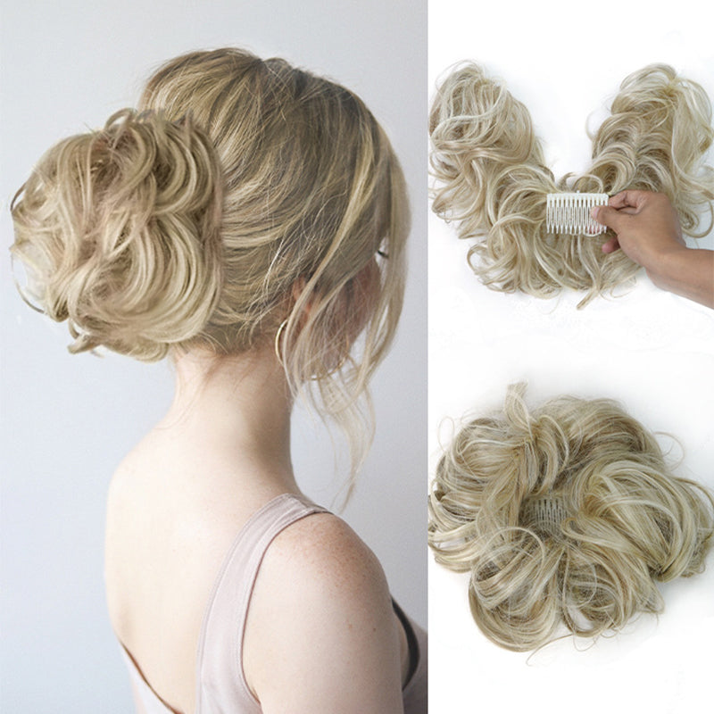 Messy Clip-in Bun with Side Clip – Elina-Black-The Livary