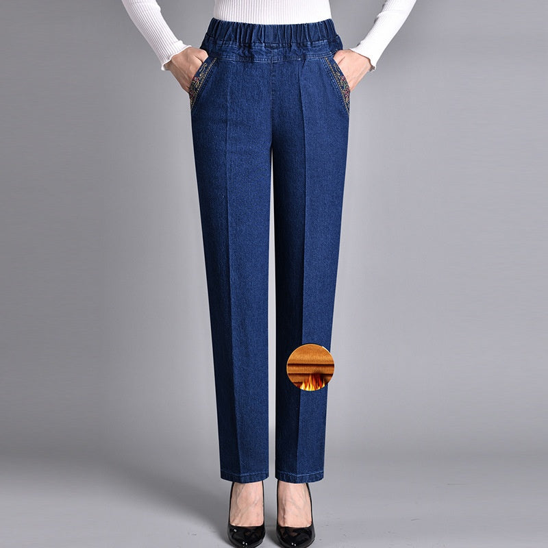 Push-up Jeans - Ella with warm inner lining and perfect fit!-Dark blue (with lining)-XL-The Livary