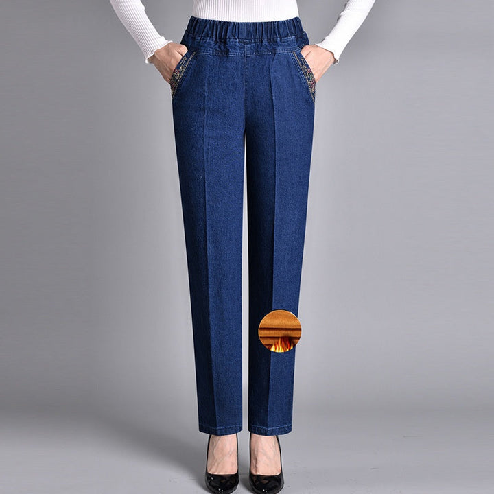 Push-up Jeans - Ella with warm inner lining and perfect fit!-Dark blue (with lining)-XL-The Livary