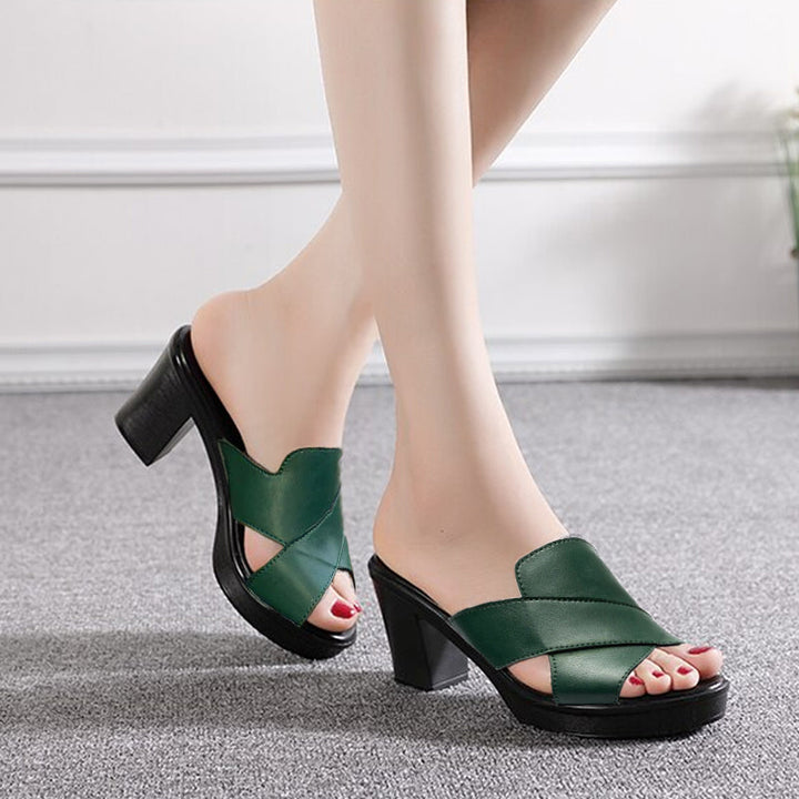 Fashionable platform sandals with block heel – Valeria-Green-2.5-The Livary