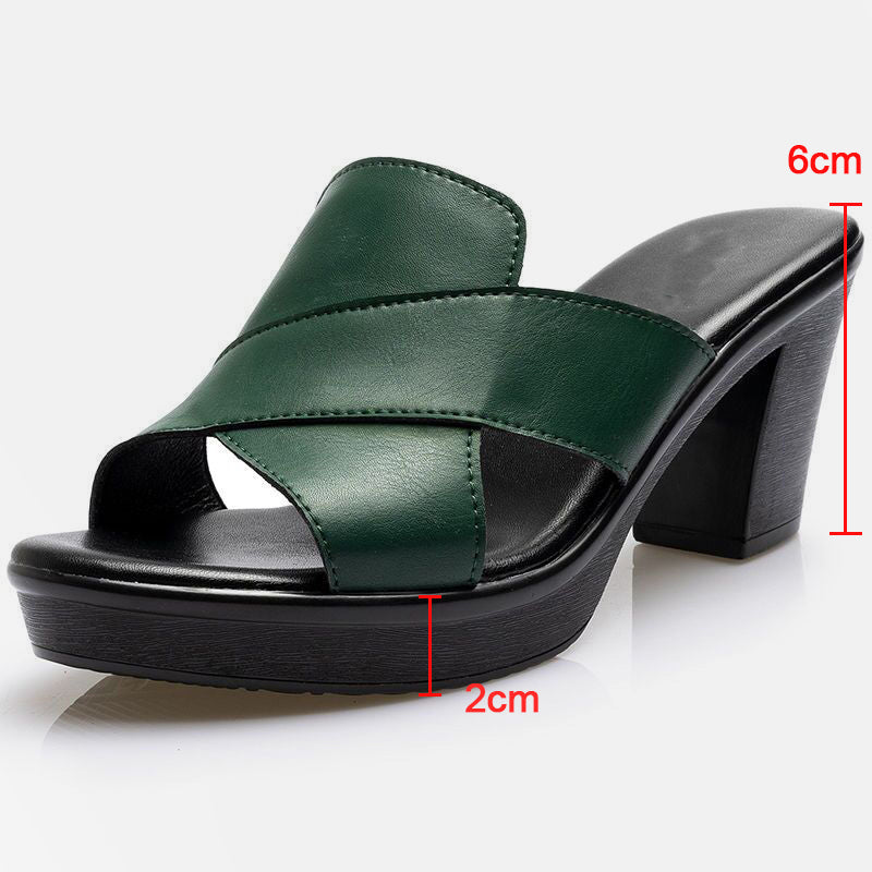 Fashionable platform sandals with block heel – Valeria-Green-2.5-The Livary