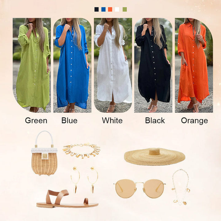 Airy polo shirt dress for women - Marlene-Orange-M-The Livary