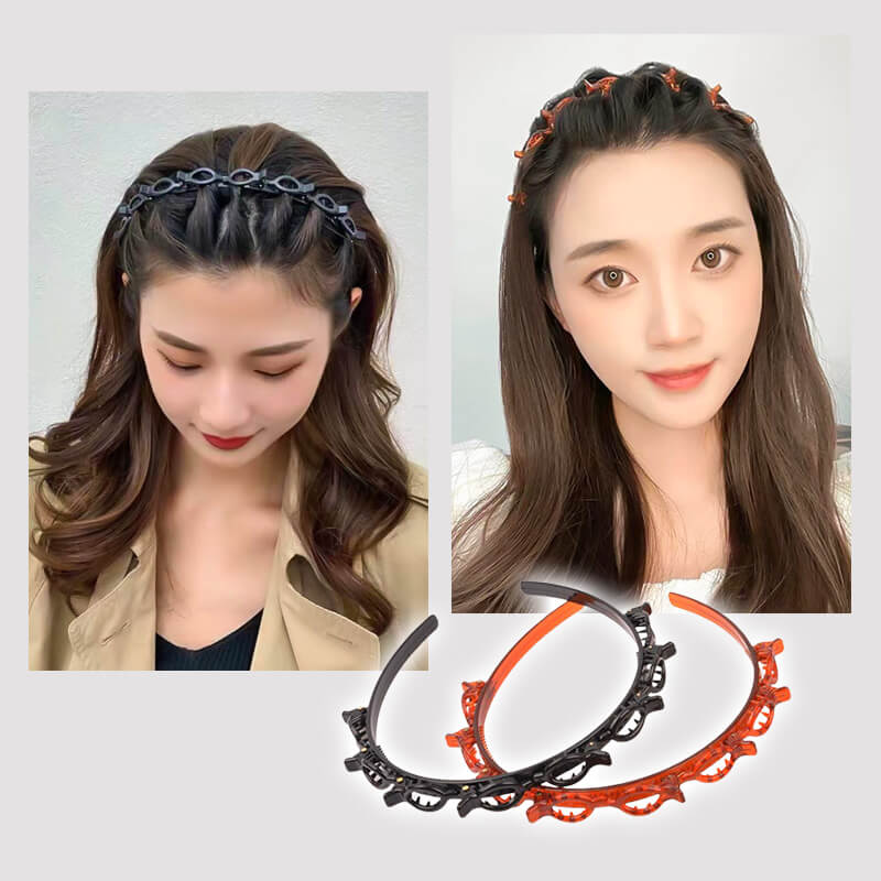 Braided Hairband with Grip – Bibi-Black + Brown-The Livary
