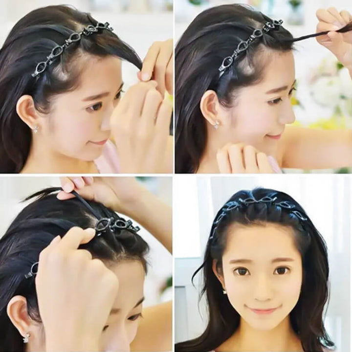Braided Hairband with Grip – Bibi-Black-The Livary