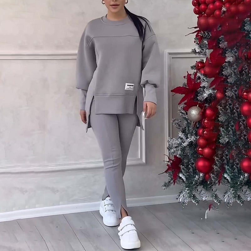 Casual Women's Set of Sweatshirt and Leggings - Elena-Black-S-The Livary