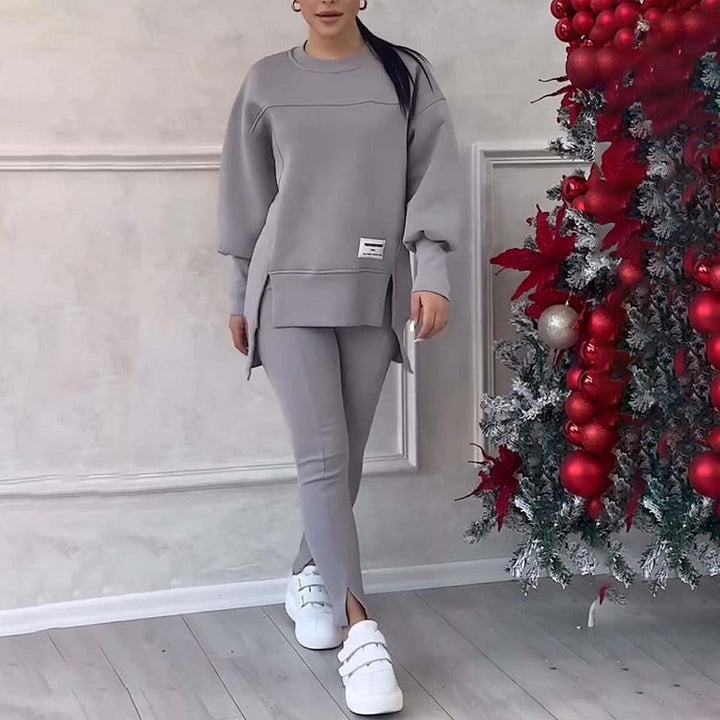 Casual Women's Set of Sweatshirt and Leggings - Elena-Black-S-The Livary