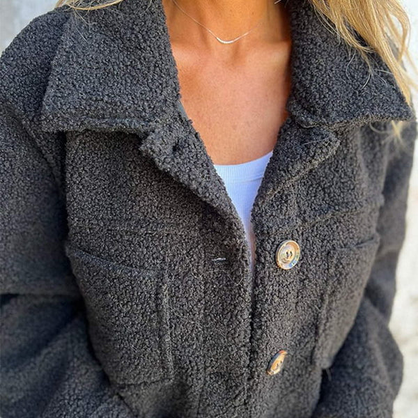 Short Teddy Coat - Dion | Warm with Stylish Lapel Collar-Yellow-S-The Livary