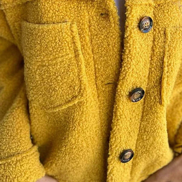 Short Teddy Coat - Dion | Warm with Stylish Lapel Collar-Yellow-S-The Livary