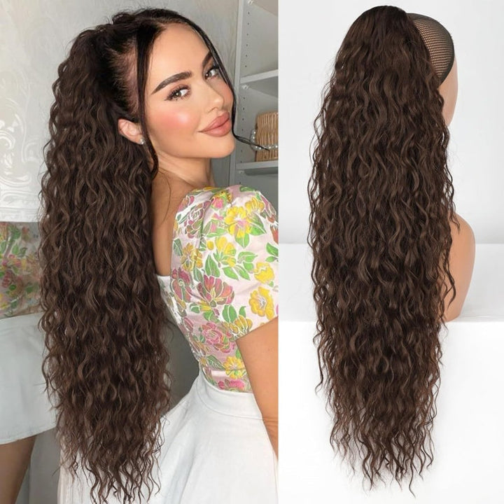 Curly Clip-in Ponytail – Nayla-Dark brown-The Livary