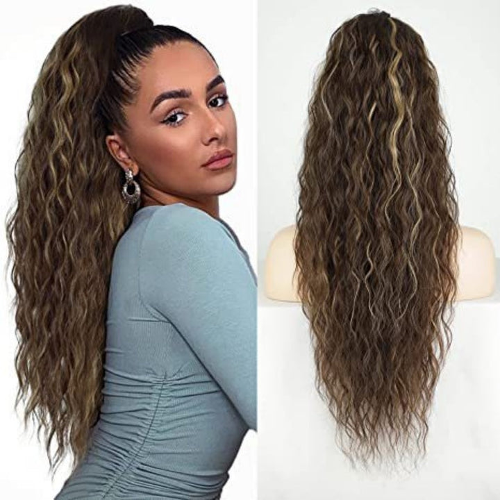 Curly Clip-in Ponytail – Nayla-Light brown-The Livary