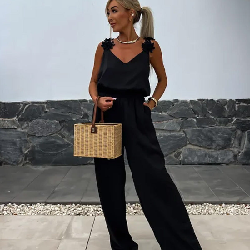 Airy summer jumpsuit with wide legs – Jasmin-Black-S-The Livary