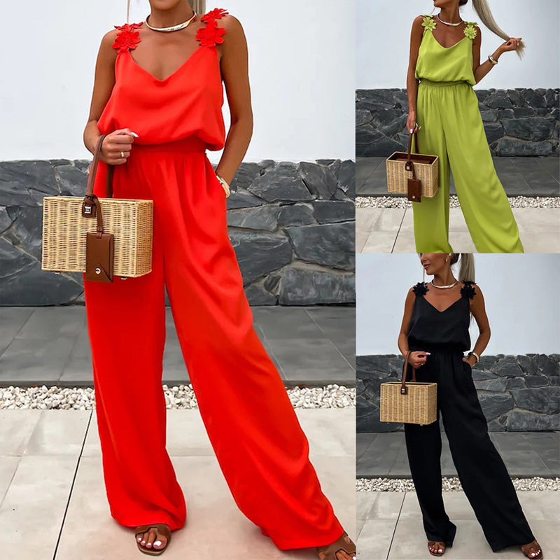 Airy summer jumpsuit with wide legs – Jasmin-Red-S-The Livary