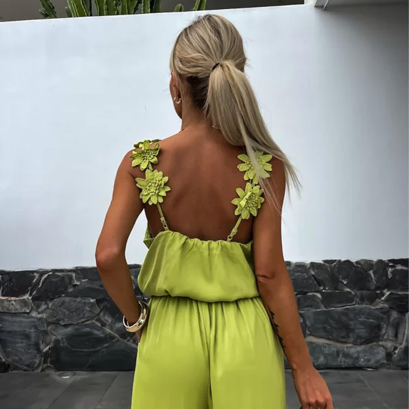 Airy summer jumpsuit with wide legs – Jasmin-Red-S-The Livary