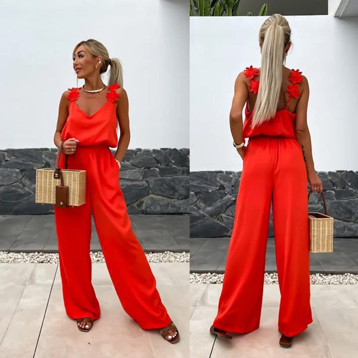 Airy summer jumpsuit with wide legs – Jasmin-Red-S-The Livary