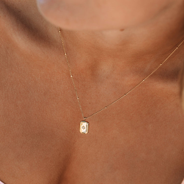 Necklace with Zirconia Stone - Celeste-Gold-The Livary