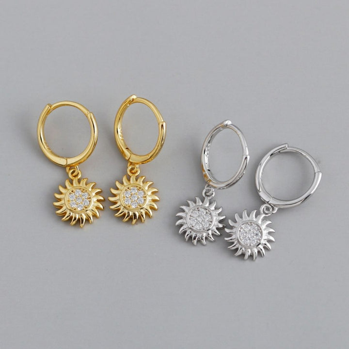 Stylish Sun Earrings for Ladies - Elara-Silver-The Livary