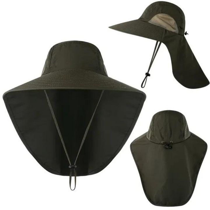 UV protection sun hat for women with mesh & drawstring – Freja-Army green-The Livary