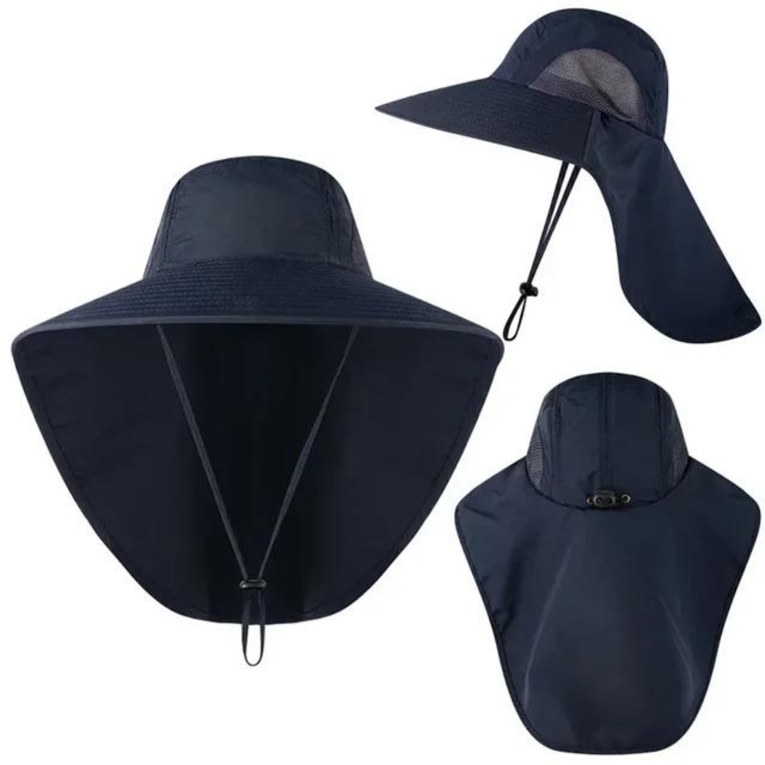 UV protection sun hat for women with mesh & drawstring – Freja-Blue-The Livary