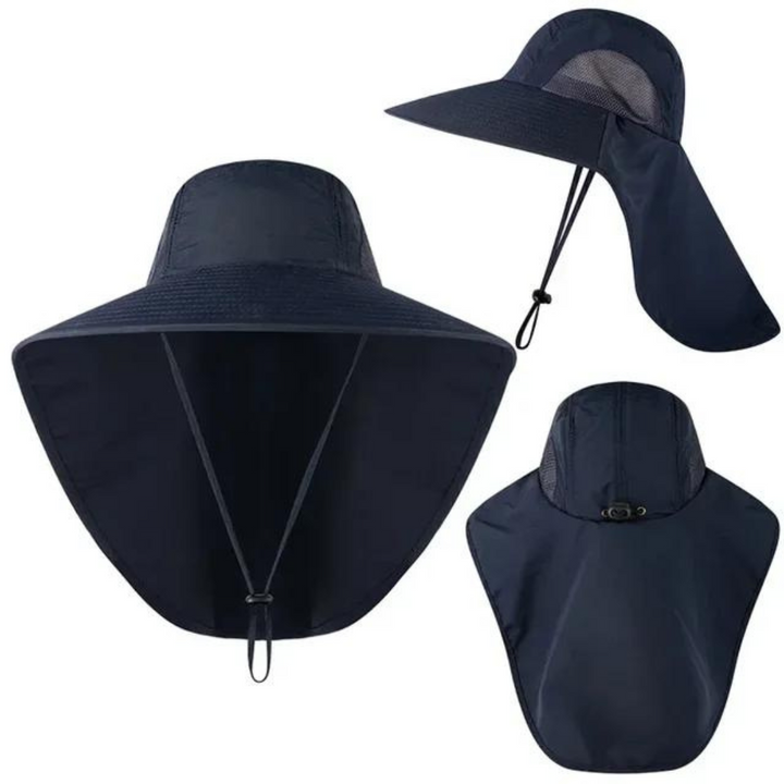UV protection sun hat for women with mesh & drawstring – Freja-Blue-The Livary