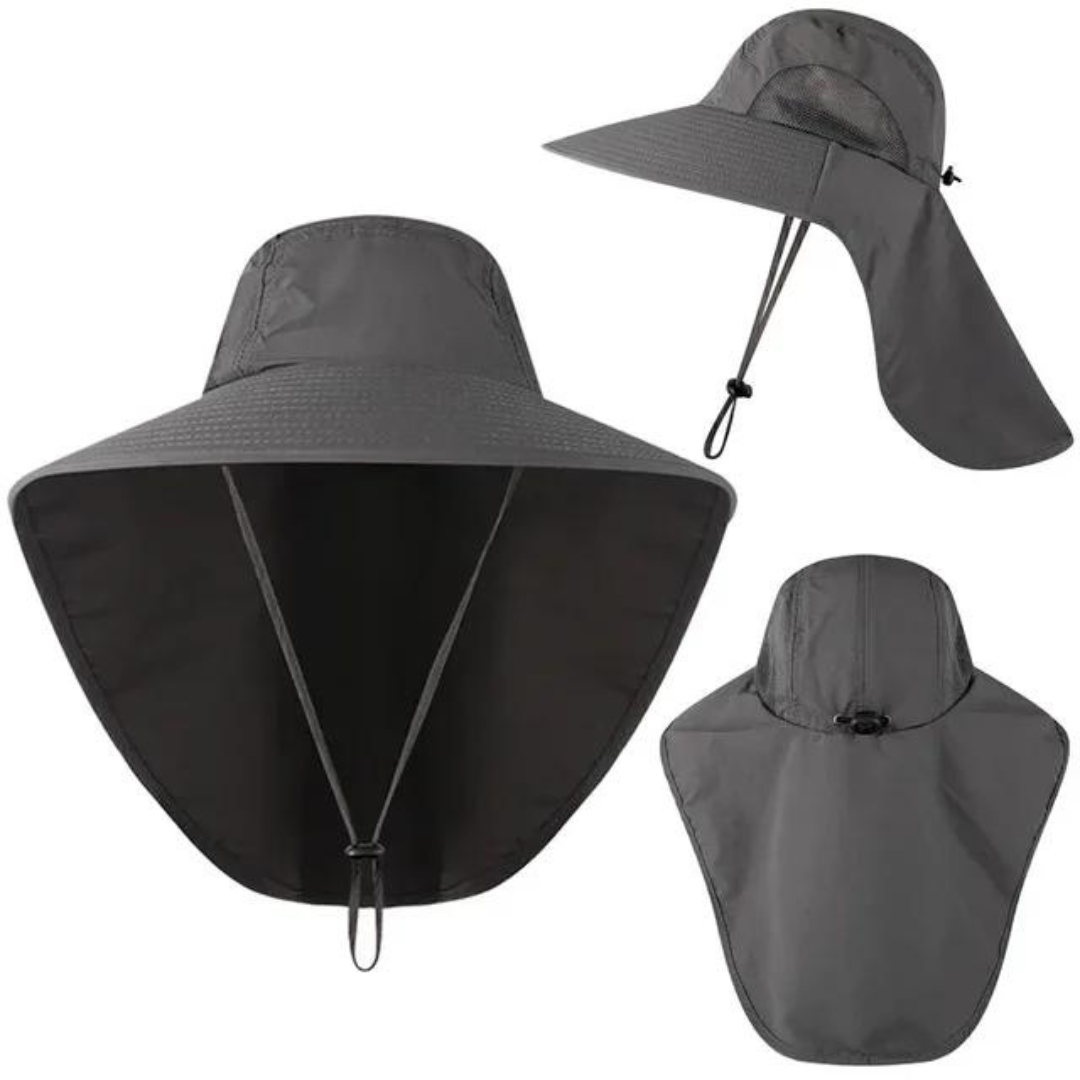 UV protection sun hat for women with mesh & drawstring – Freja-Grey-The Livary