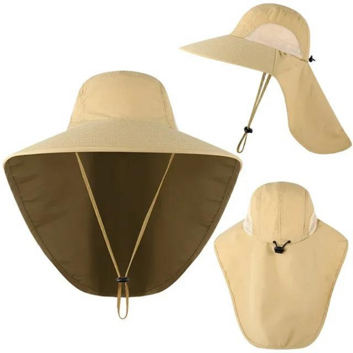 UV protection sun hat for women with mesh & drawstring – Freja-Beige-The Livary