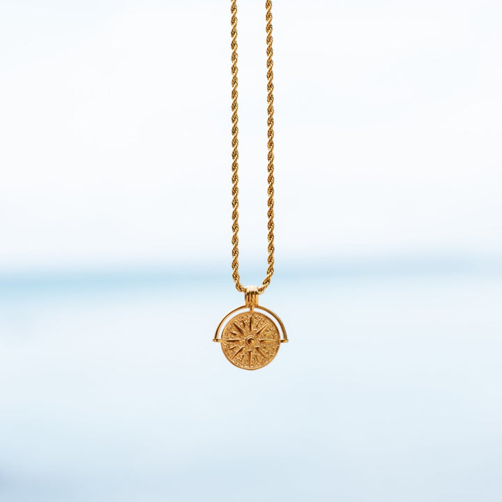 Stylish Sun Pendant Necklace - Aurora-Gold-The Livary