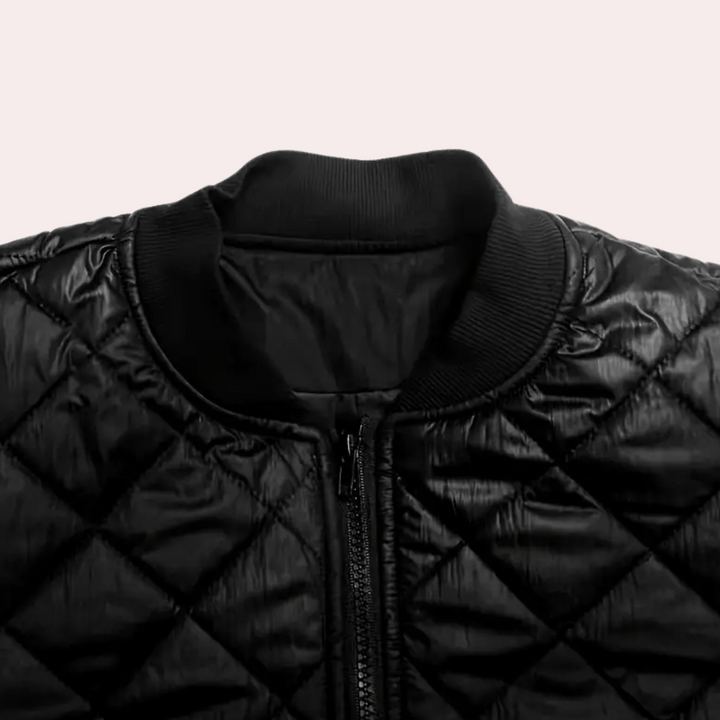 Trendy Black Women's Bomber Jacket with Zip - Rivka-XS-The Livary