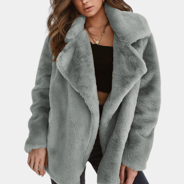 Ellle - Warm Teddy Winter Coat for Women-Grey-XS-The Livary