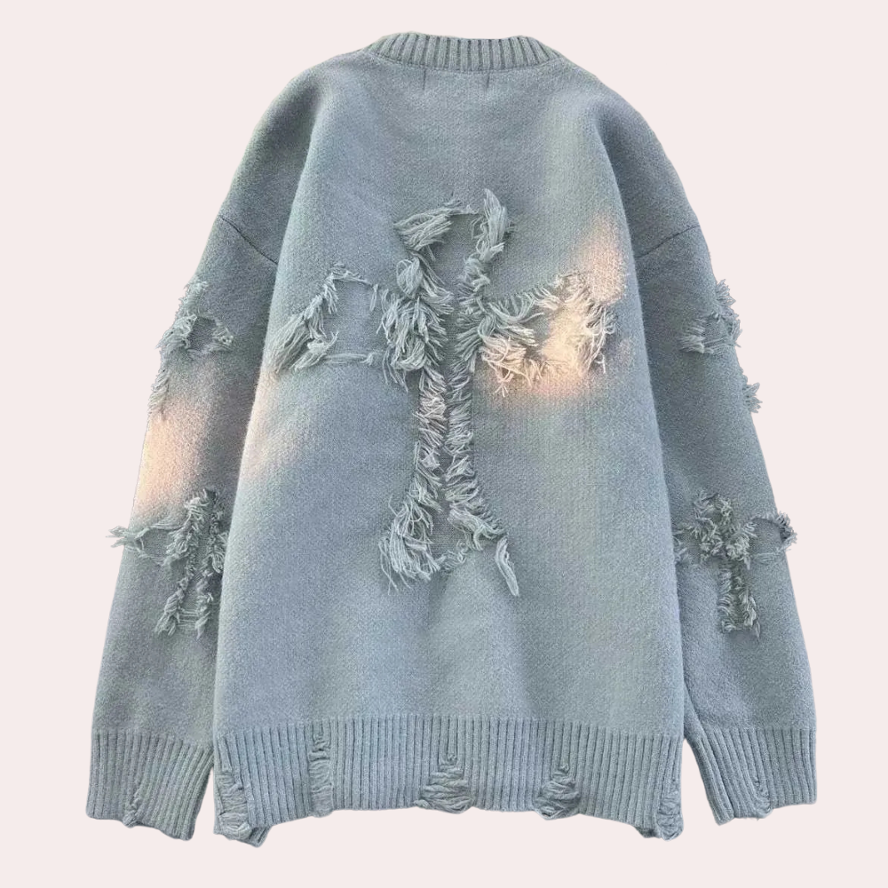 Trendy Grey Sweater with Unique Design for Men - Dario-S-The Livary