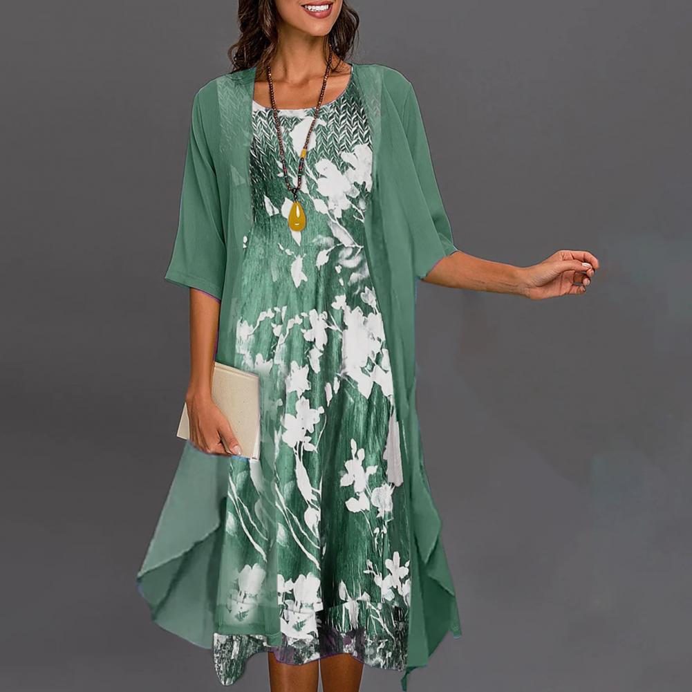 Summer Dress with Elastic Waist - Théa-Green-S-The Livary
