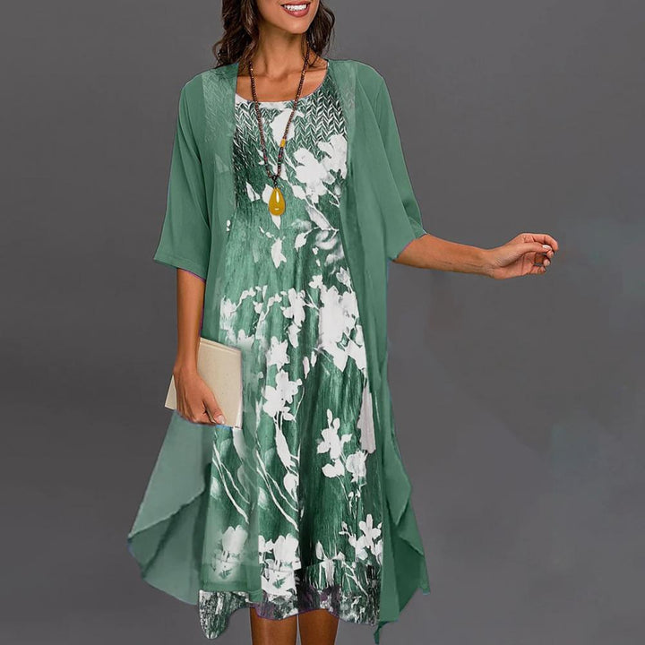 Summer Dress with Elastic Waist - Théa-Green-S-The Livary