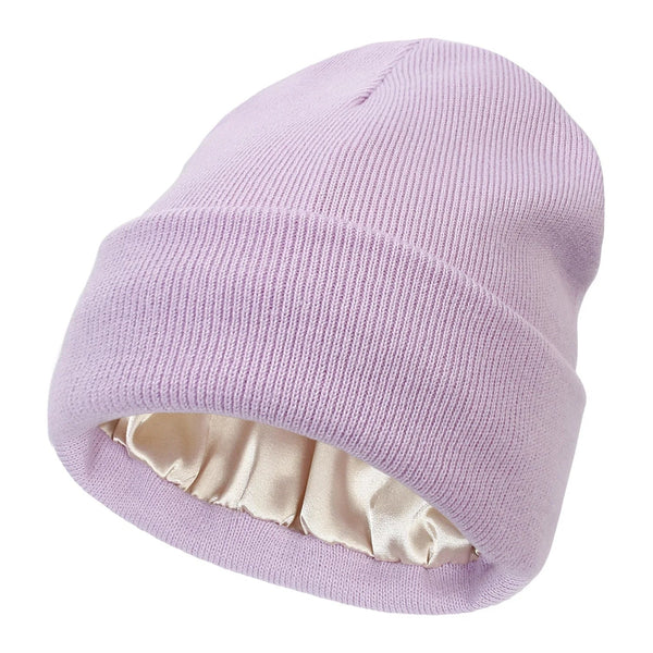 Winter Beanie with Silk Lining - Noor-Purple-The Livary