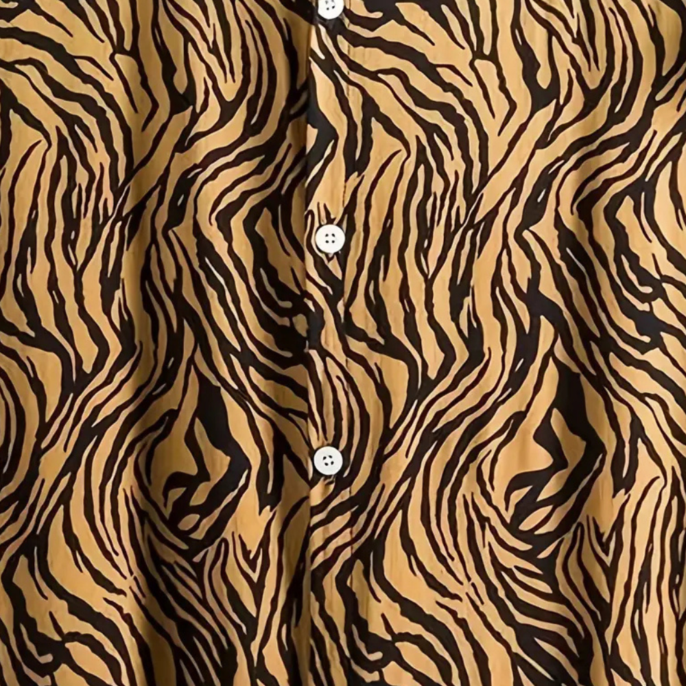 Trendy Tiger Print Shirt with Button Closure - Oscar-S-The Livary