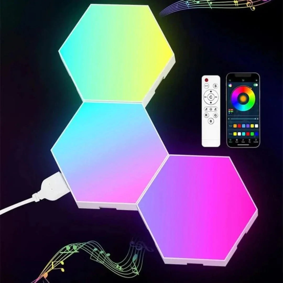 Interactive Hexagonal Lighting - GlowHex-3 Tiles-The Livary