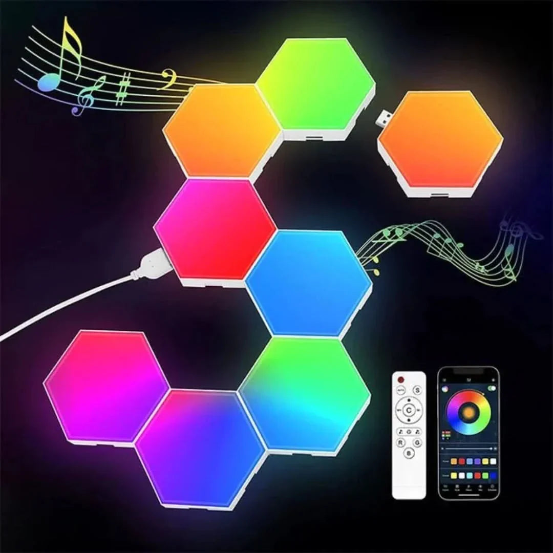 Interactive Hexagonal Lighting - GlowHex-8 Tiles-The Livary