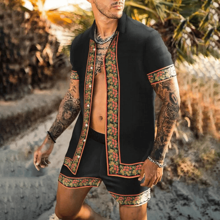 Two-piece men's summer set with patchwork print – Malik-Style 12-M-The Livary