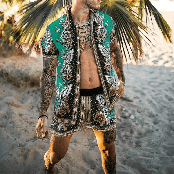 Two-piece men's summer set with patchwork print – Malik-Style 8-M-The Livary
