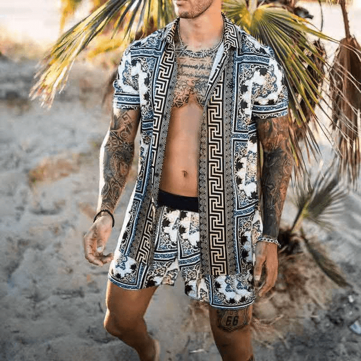 Two-piece men's summer set with patchwork print – Malik-Style 13-M-The Livary