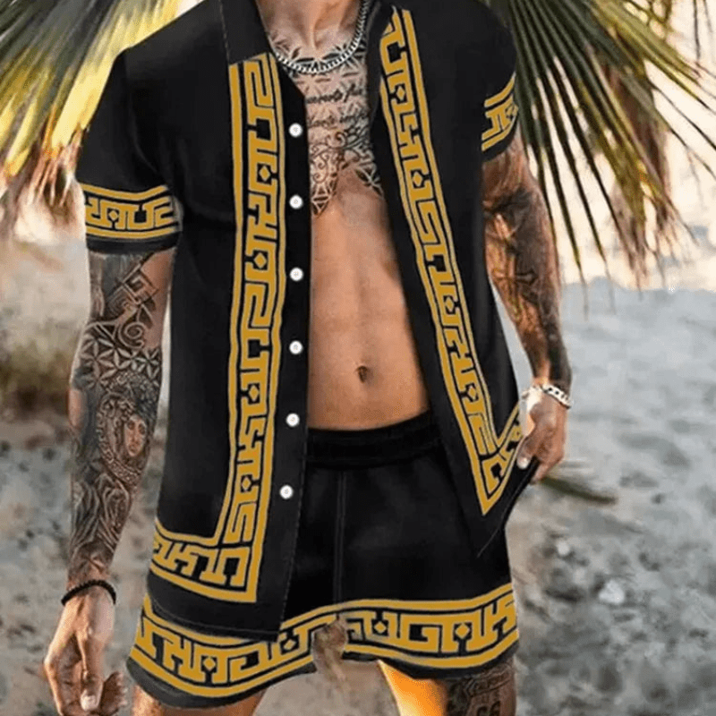 Two-piece men's summer set with patchwork print – Malik-Style 11-M-The Livary