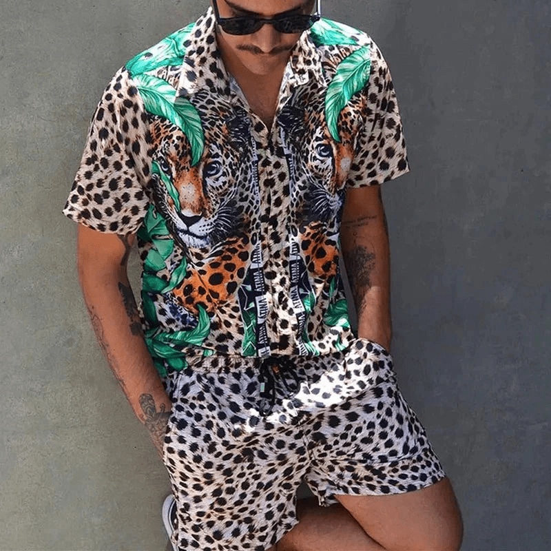 Two-piece men's summer set with patchwork print – Malik-Style 4-M-The Livary