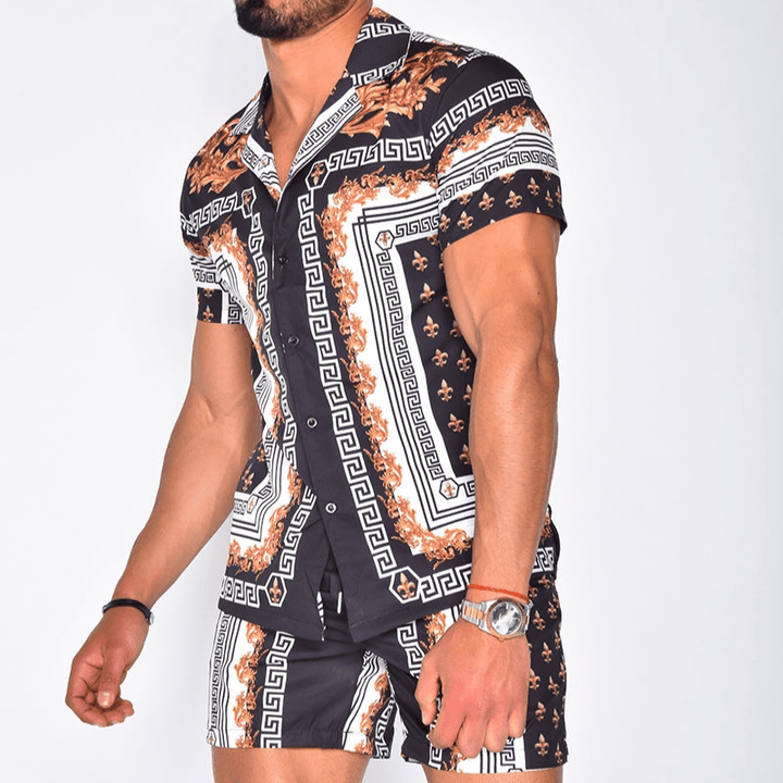 Two-piece men's summer set with patchwork print – Malik-Style 14-M-The Livary