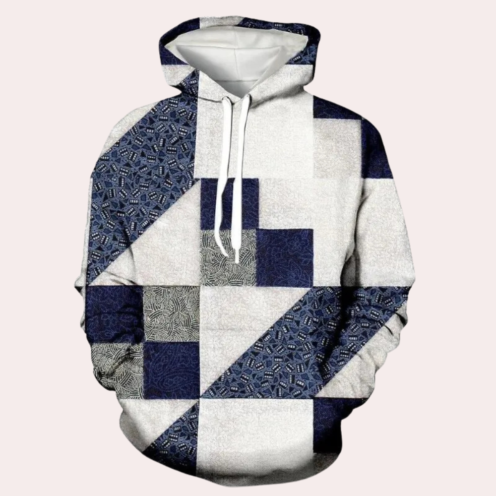 Trendy Checked Hoodie for Men - Cedric-S-The Livary