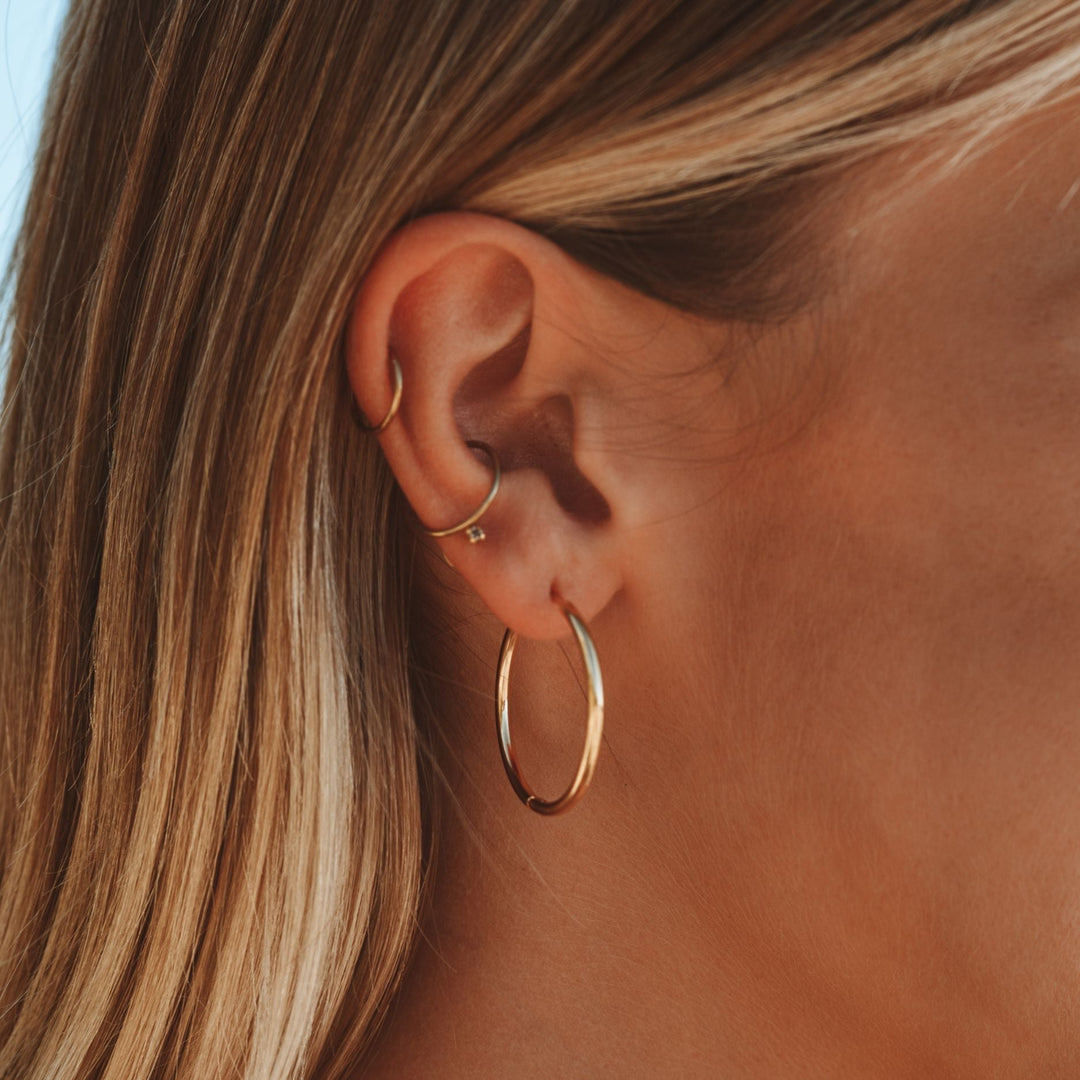Stylish Thin Hoop Earrings - Lira-M-Gold-The Livary
