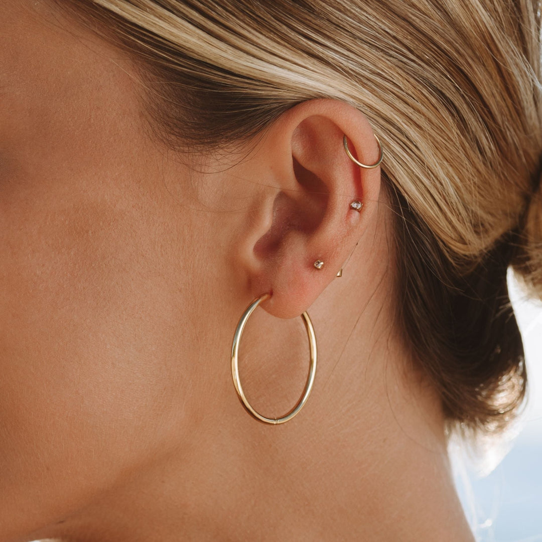 Stylish Thin Hoop Earrings - Lira-M-Gold-The Livary