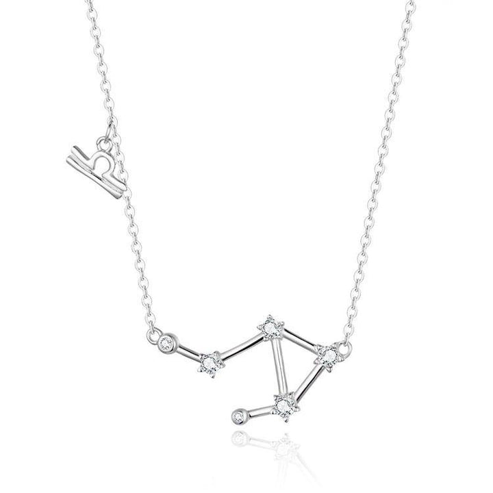 Zodiac Sign Astrology Necklace - Celestia-Silver-Libra-The Livary
