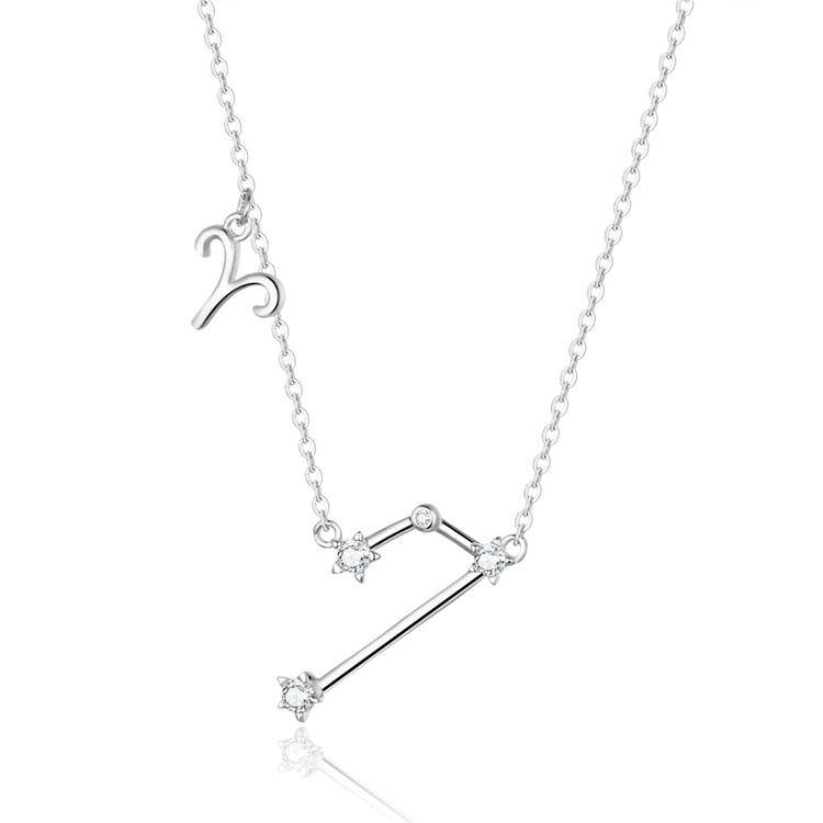 Zodiac Sign Astrology Necklace - Celestia-Silver-Aries-The Livary