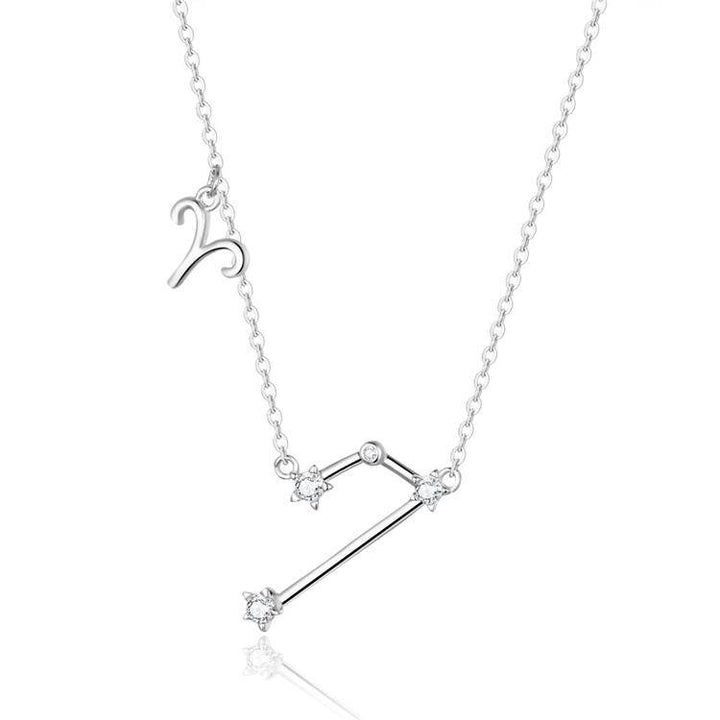 Zodiac Sign Astrology Necklace - Celestia-Silver-Aries-The Livary
