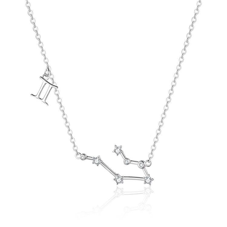 Zodiac Sign Astrology Necklace - Celestia-Silver-Gemini-The Livary