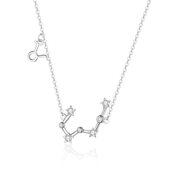 Zodiac Sign Astrology Necklace - Celestia-Silver-Taurus-The Livary
