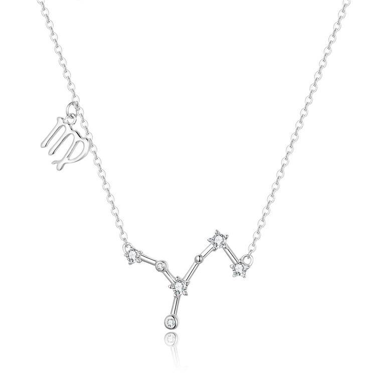 Zodiac Sign Astrology Necklace - Celestia-Silver-Virgo-The Livary